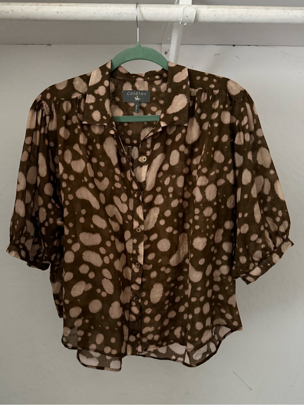 Cotélac France Brown and Blush Pink Blouse